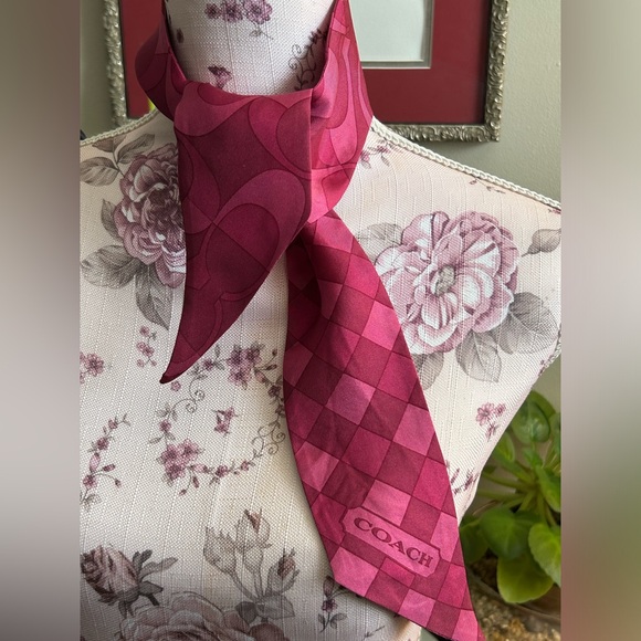 Coach Accessories - COACH Ponytail Bow Scarf HandBag Purse Accessory Fuchsia Pink Burgundy O/S